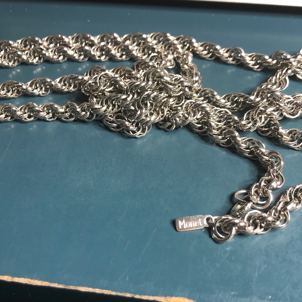 Monet Silver-Tone Twisted Rope Chain Necklace - Silver